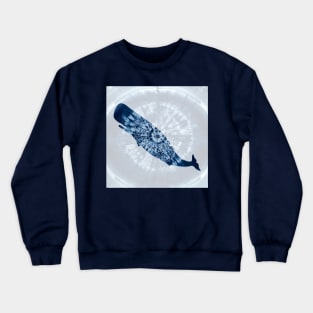 Whale Mandala tie dye indigo blue Crewneck Sweatshirt